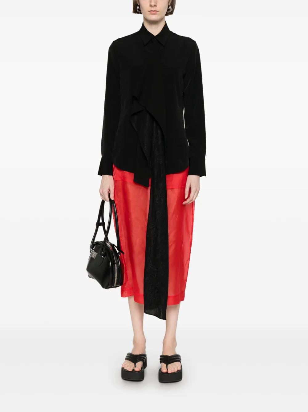 Yohji Yamamoto Blouse met gedrapeerd vlak - Zwart