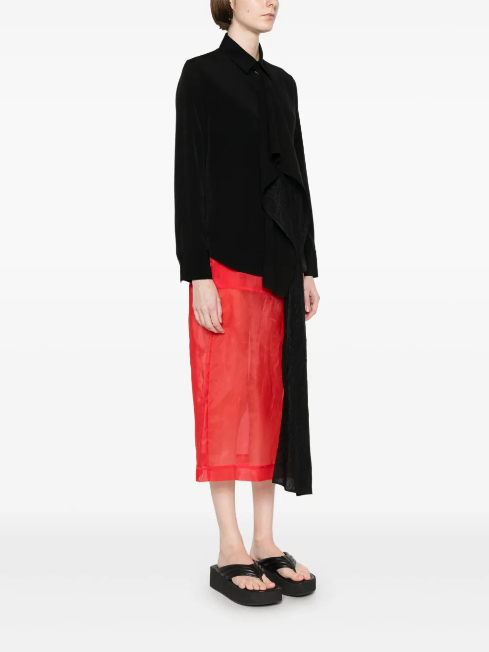 Yohji Yamamoto Blouse met gedrapeerd vlak Zwart