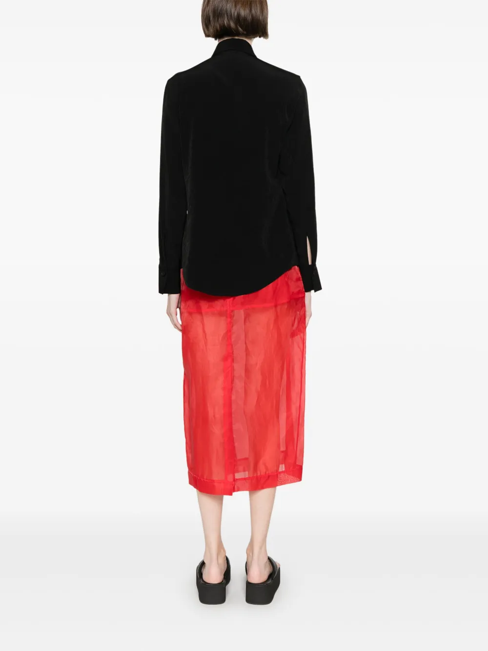 Yohji Yamamoto Blouse met gedrapeerd vlak Zwart