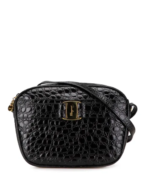 Ferragamo Pre-Owned 2000-2024 Croc Embossed Leather Vara crossbody bag