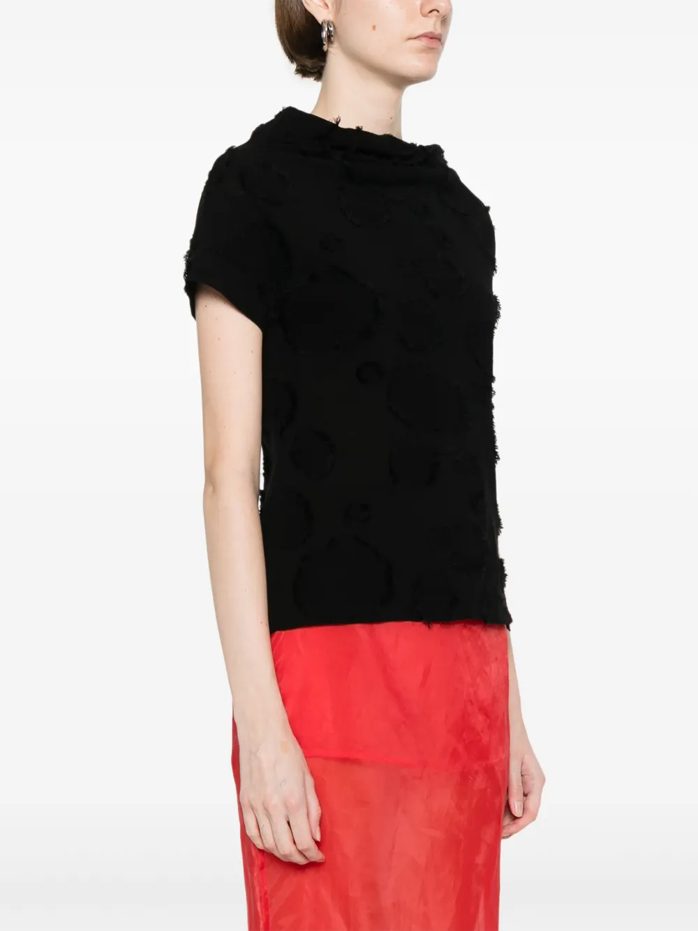 Yohji Yamamoto T-shirt met franje Zwart
