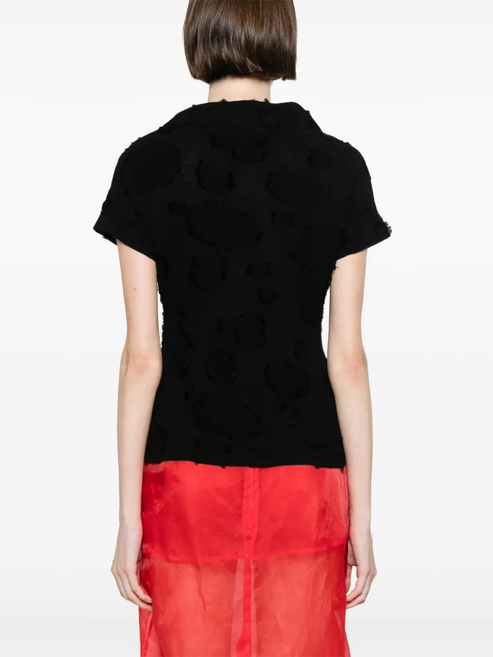 Yohji Yamamoto T-shirt met franje Zwart
