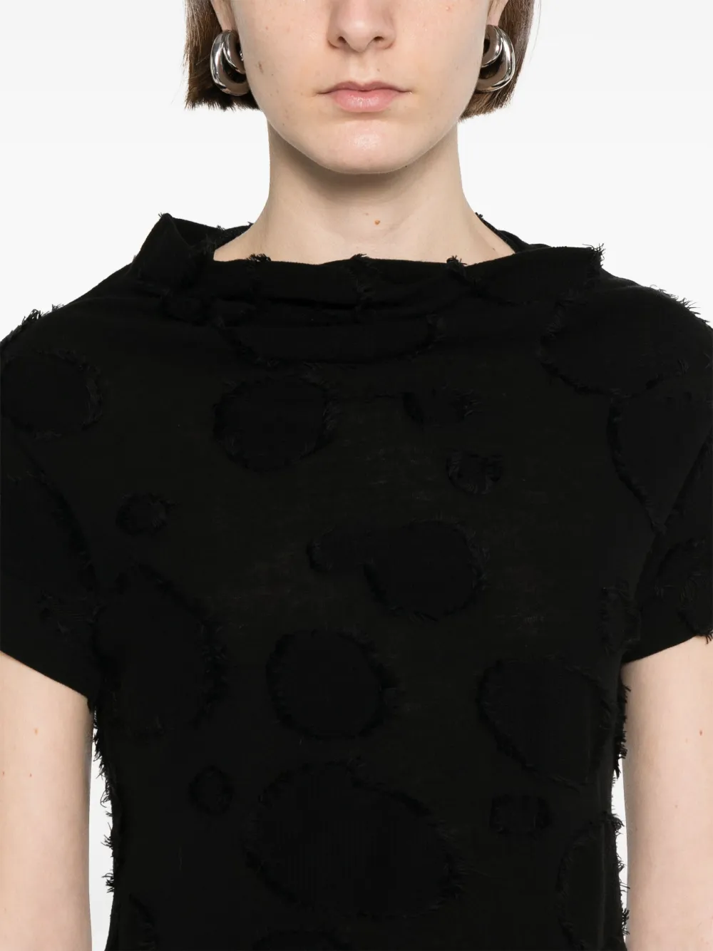 Yohji Yamamoto T-shirt met franje Zwart