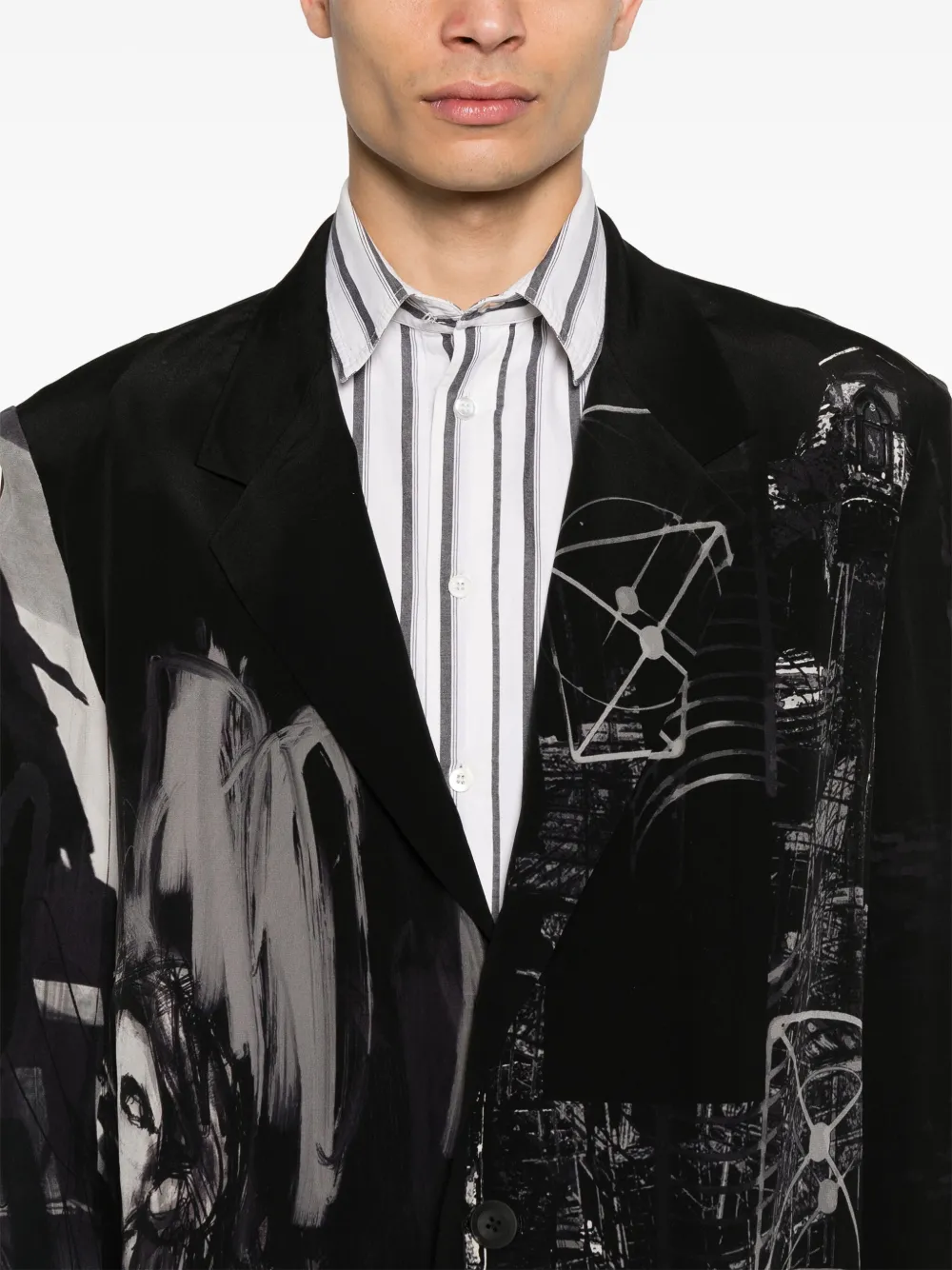 Yohji Yamamoto Jas met print Zwart