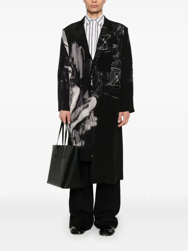 Yohji Yamamoto プリント コート | ブラック | FARFETCH JP