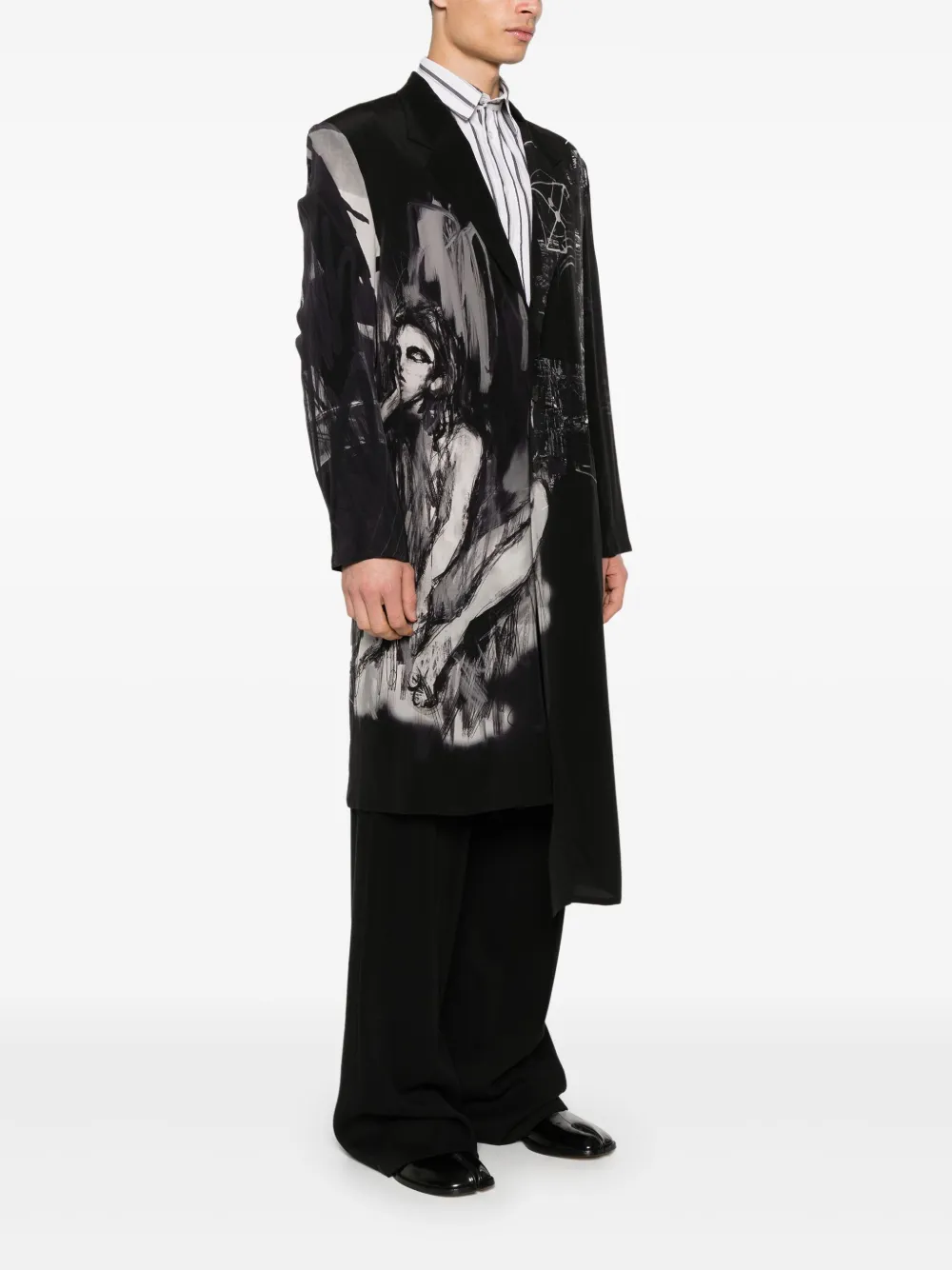 Yohji Yamamoto Jas met print Zwart