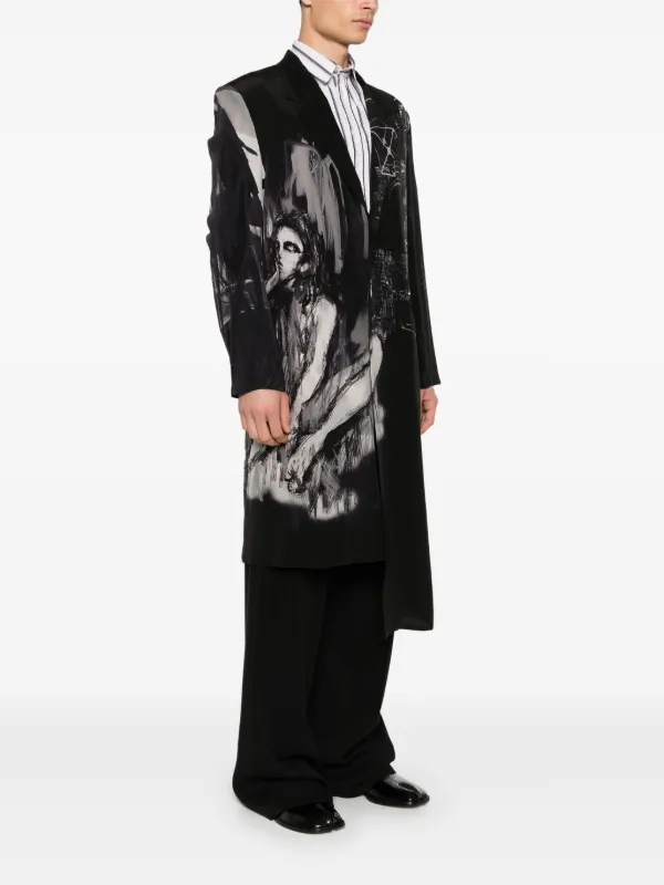 Yohji Yamamoto プリント コート | ブラック | FARFETCH JP