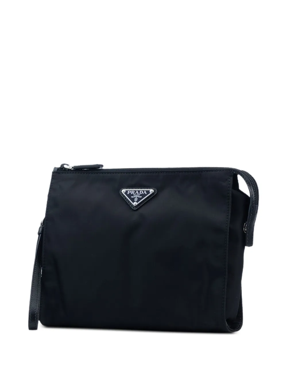 Prada Clutch met triangel logo - Zwart