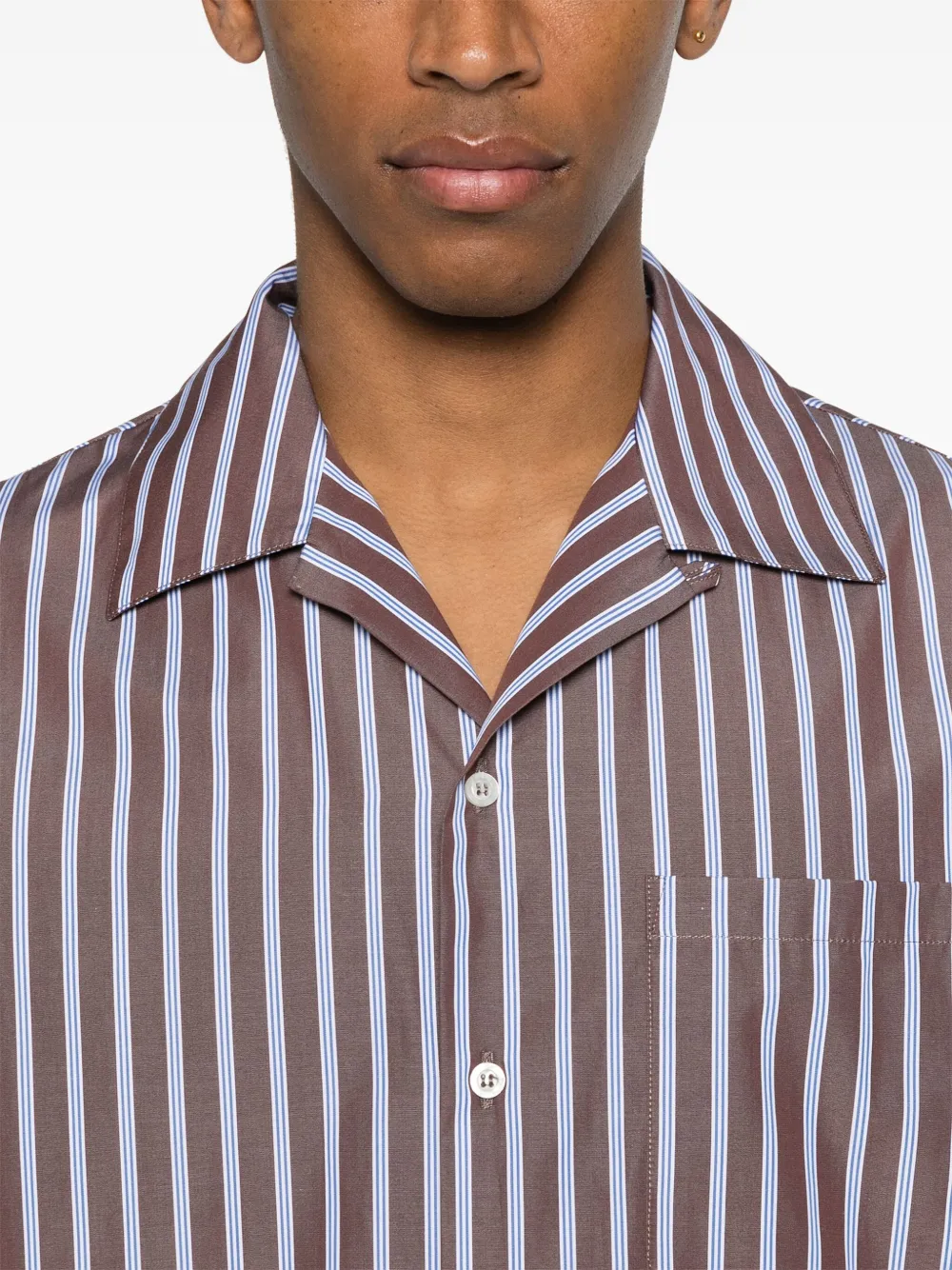Msgm Gestreiftes Hemd Aus Popeline In Braun