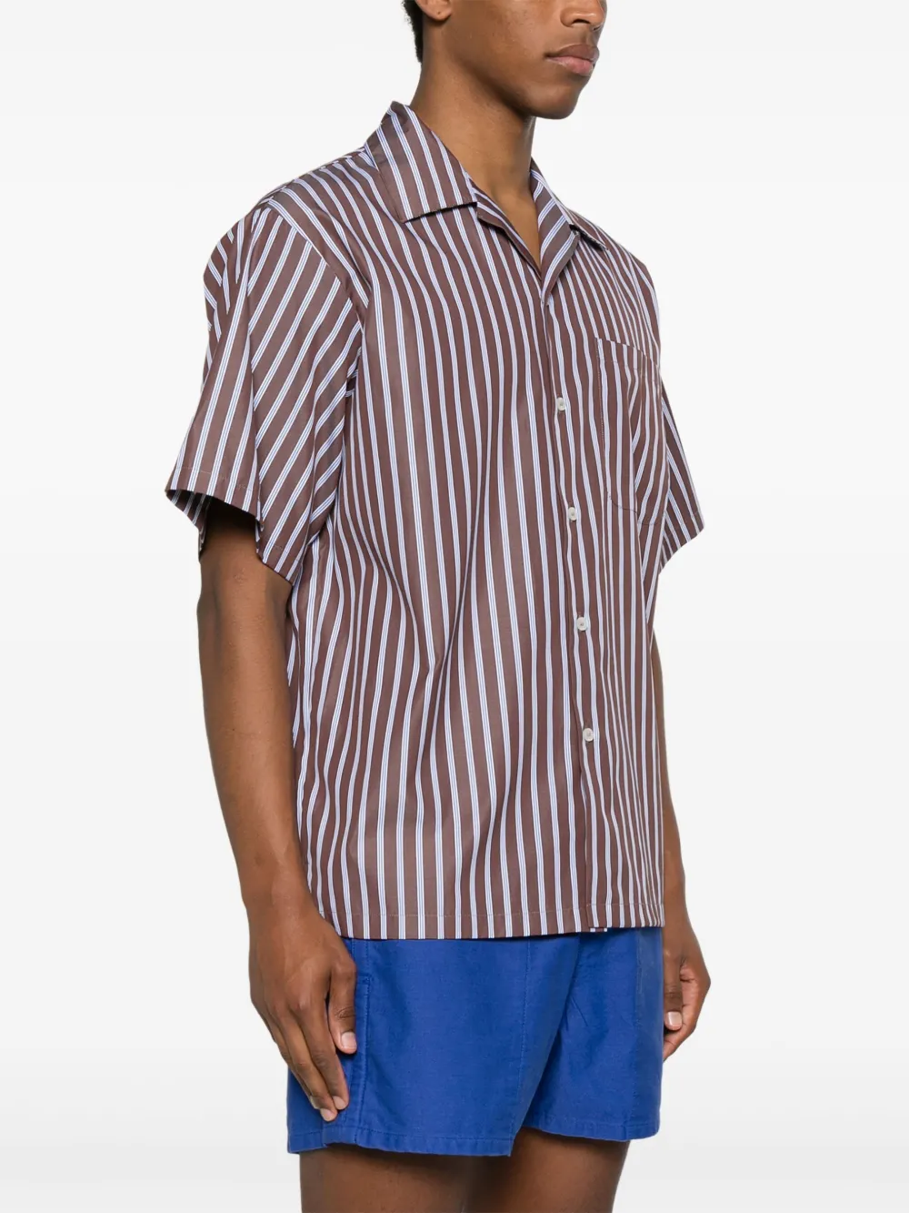 Msgm Gestreiftes Hemd Aus Popeline In Braun