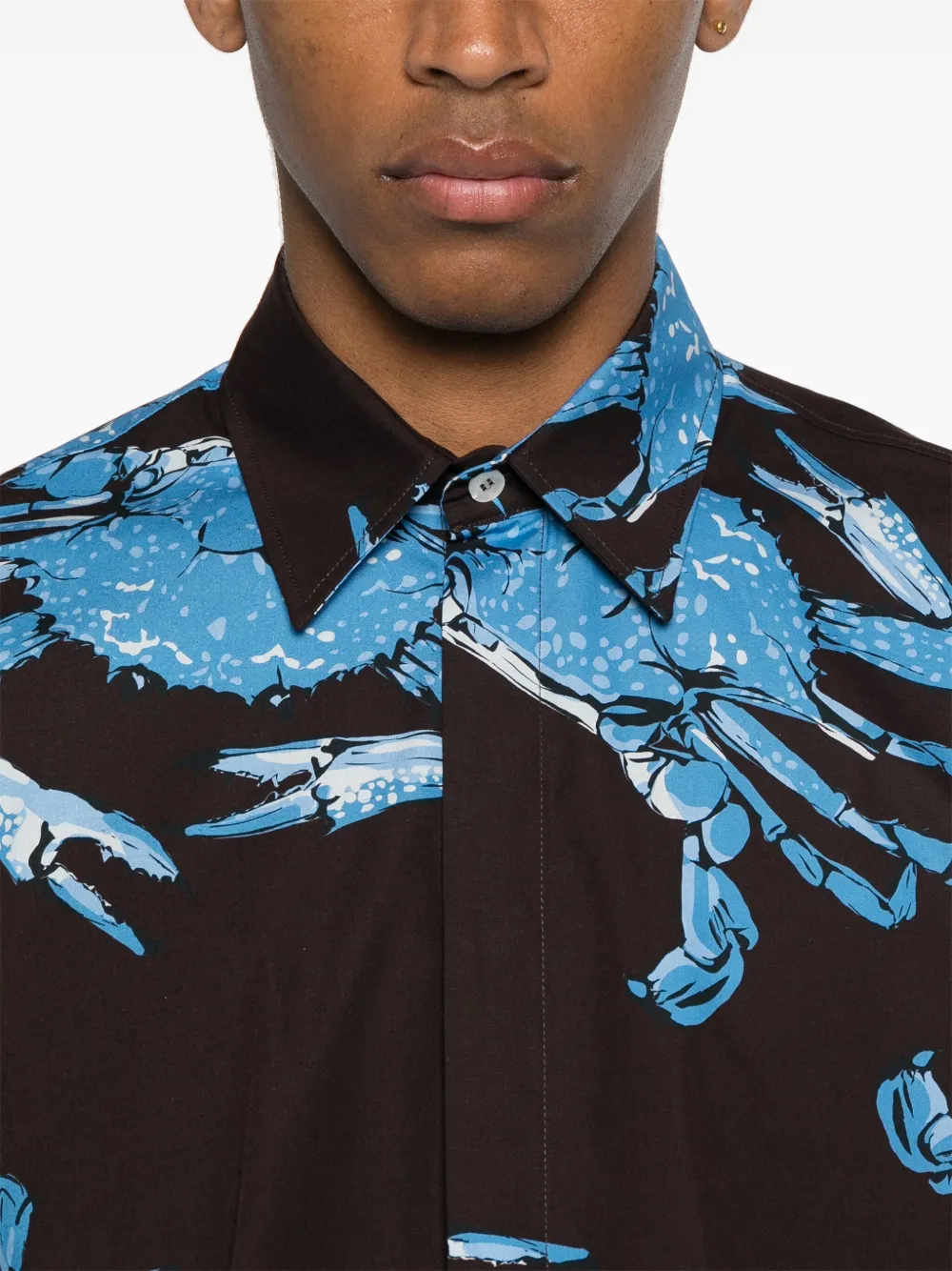 MSGM Katoenen overhemd met King Crab-print Bruin