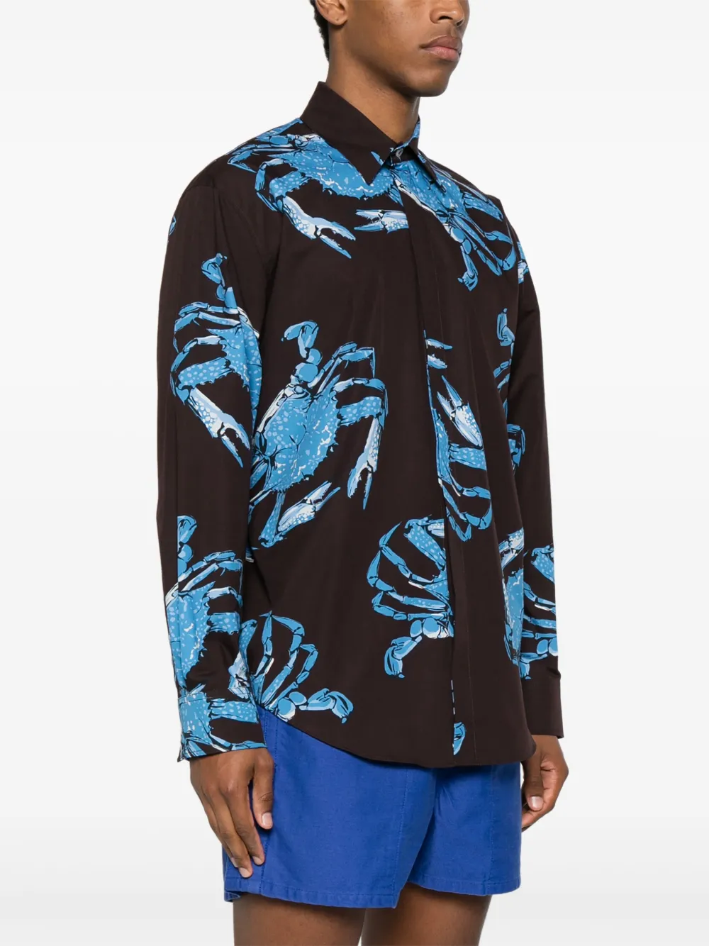 MSGM Katoenen overhemd met King Crab-print Bruin