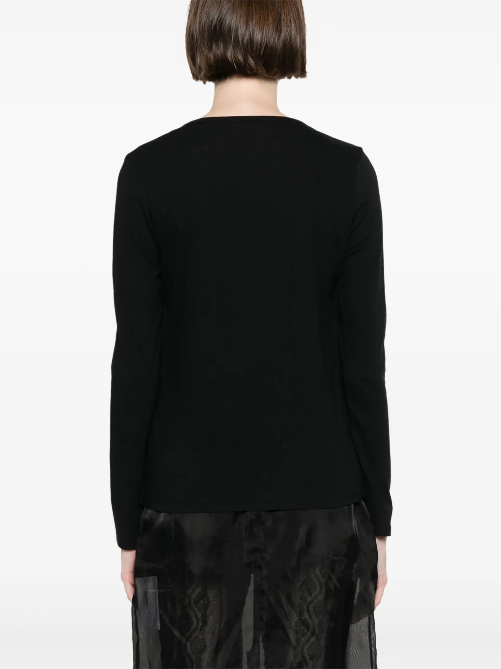 Yohji Yamamoto T-shirt met kant Zwart