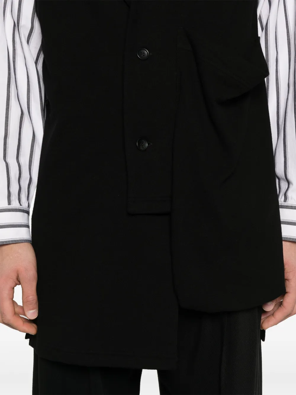 Shop Yohji Yamamoto Cotton Gilet In Black