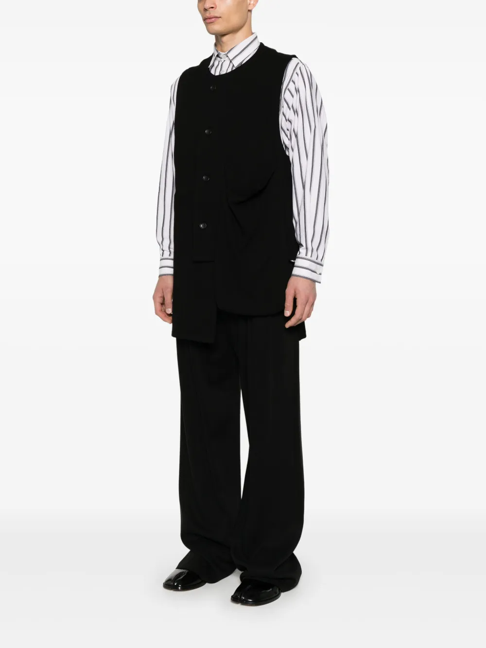 Shop Yohji Yamamoto Cotton Gilet In Black