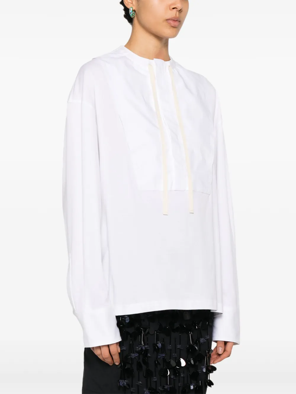 Plan C Drawstring-neck Top In 白色