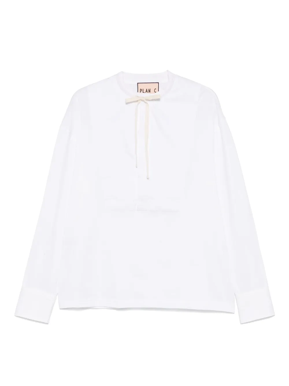 Plan C Drawstring-neck Top In 白色