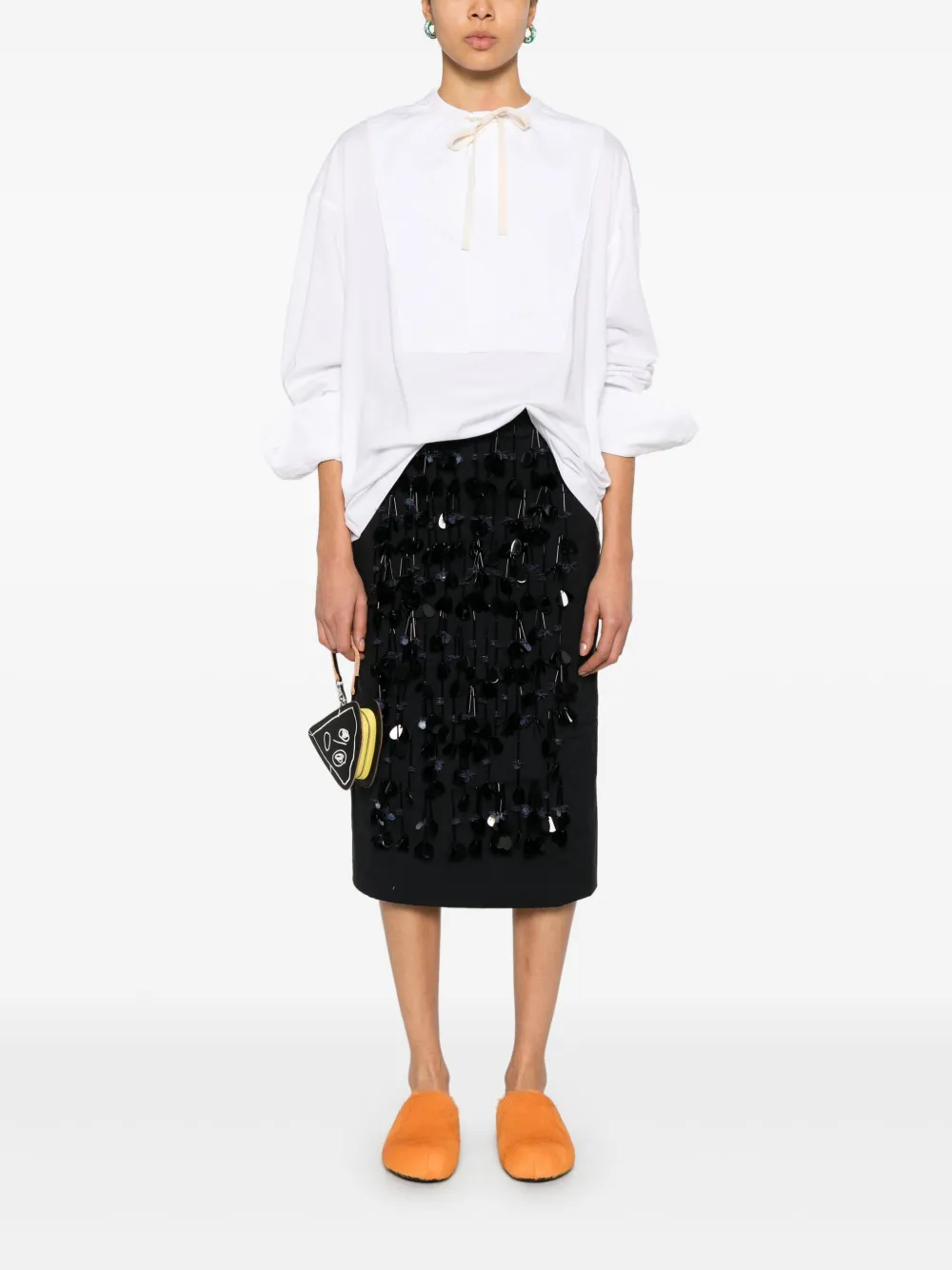 Plan C Drawstring-neck Top In 白色