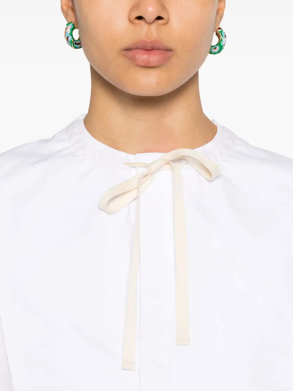 Plan C Drawstring-neck Top In 白色