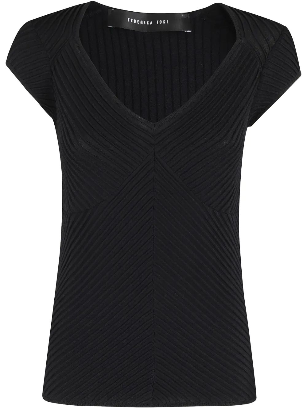 Federica Tosi Geribbeld T-shirt Zwart