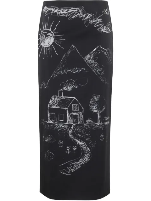 Moschino sketch-print skirt