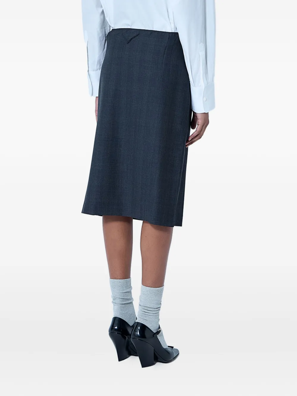 Prada checked-pattern midi skirt Grijs