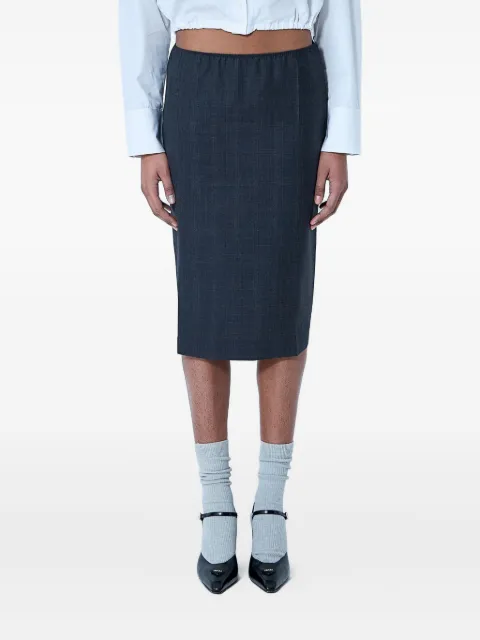 Prada checked-pattern midi skirt