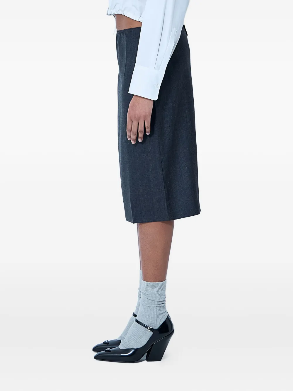 Prada checked-pattern midi skirt Grijs