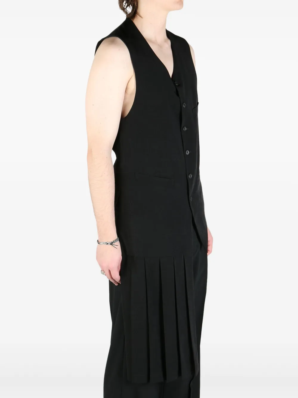 Yohji Yamamoto pleated waistcoat Zwart