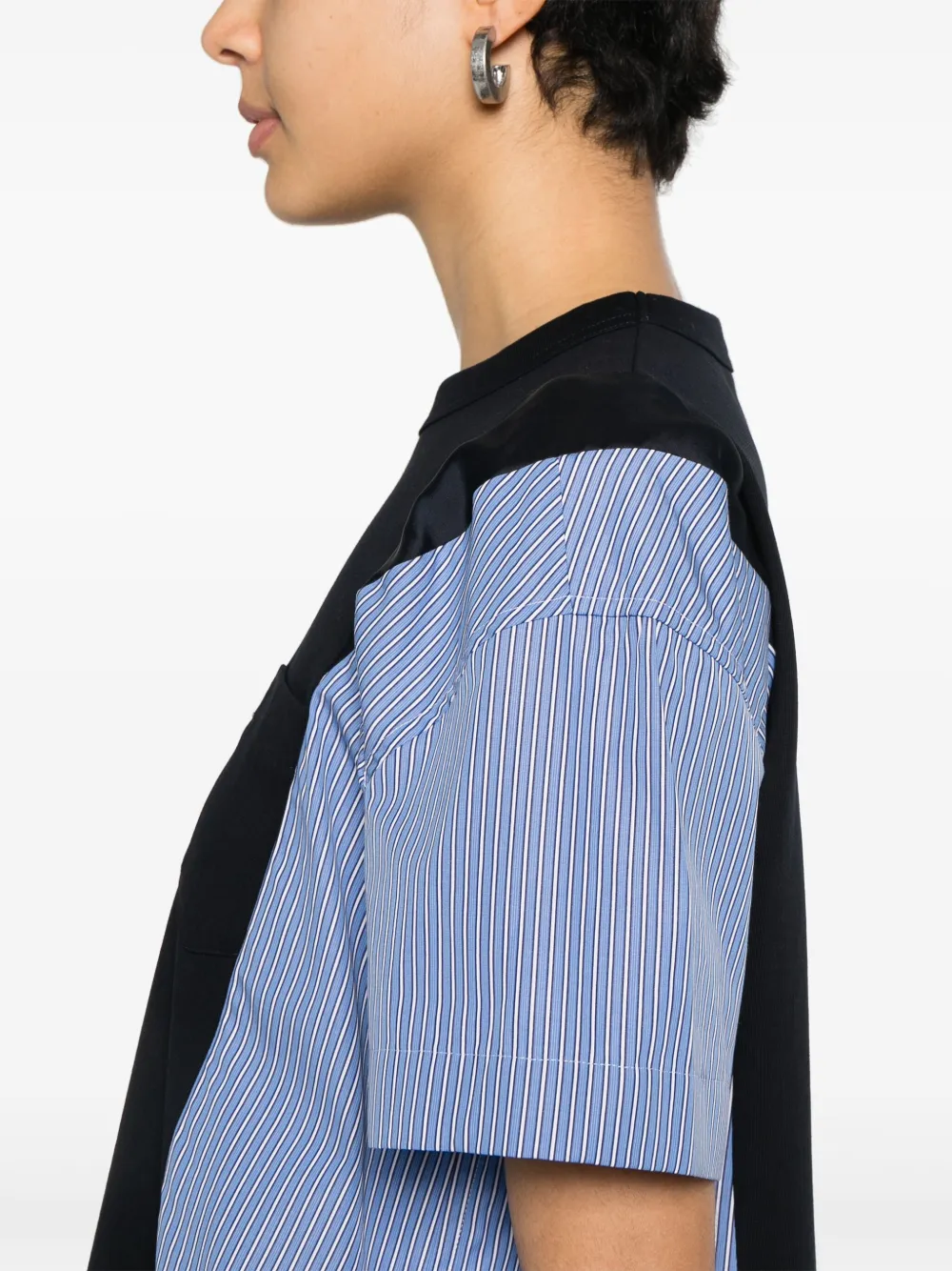 sacai T-shirt met gestreept detail Zwart