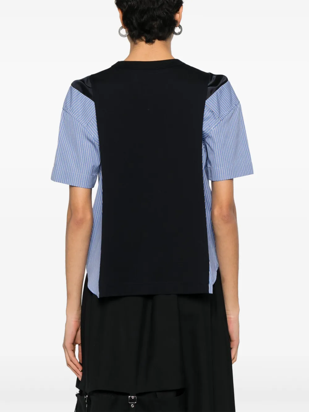 sacai T-shirt met gestreept detail Zwart