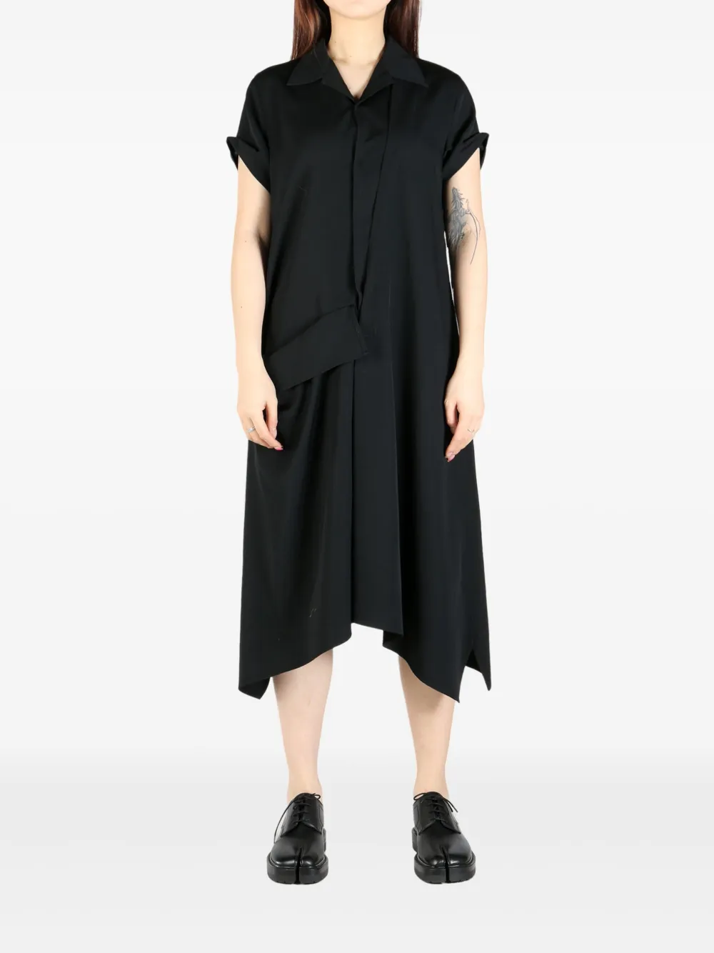 Yohji Yamamoto wool midi dress - Zwart