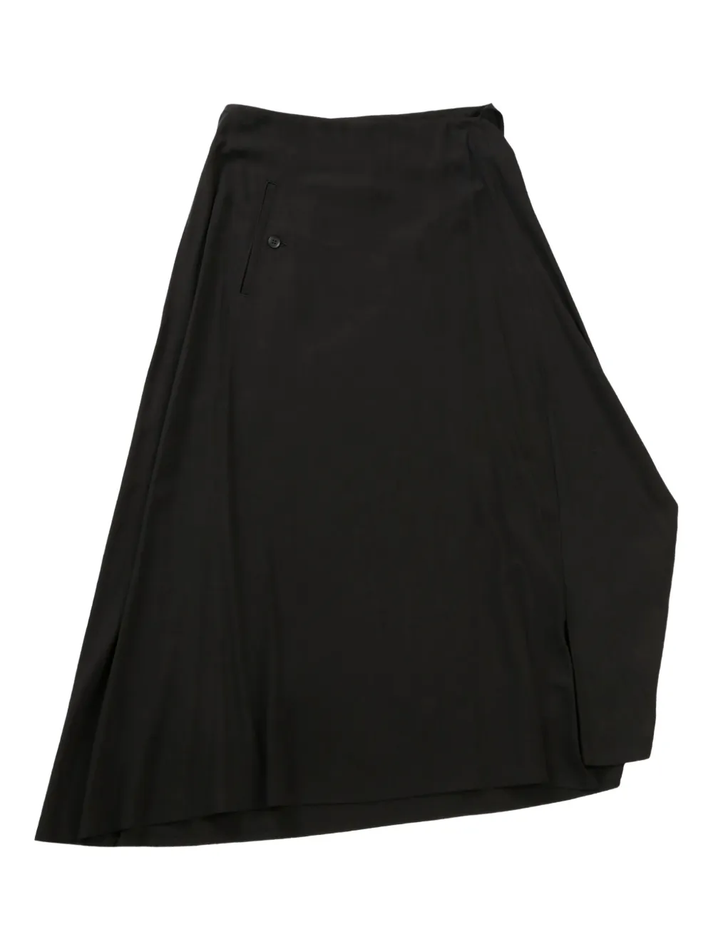 Yohji Yamamoto asymmetric-hem midi dress Zwart
