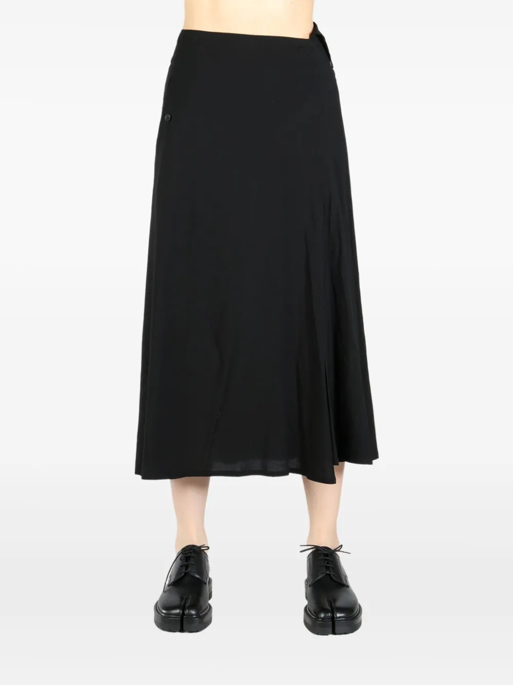 yohjiyamamoto Yohji Yamamoto asymmetric-hem midi dress - Zwart
