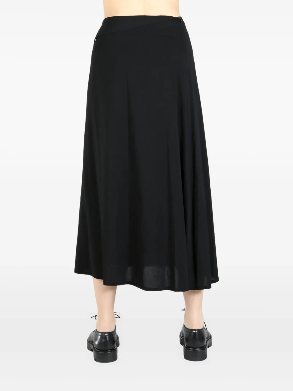 Yohji Yamamoto asymmetric-hem midi dress Zwart