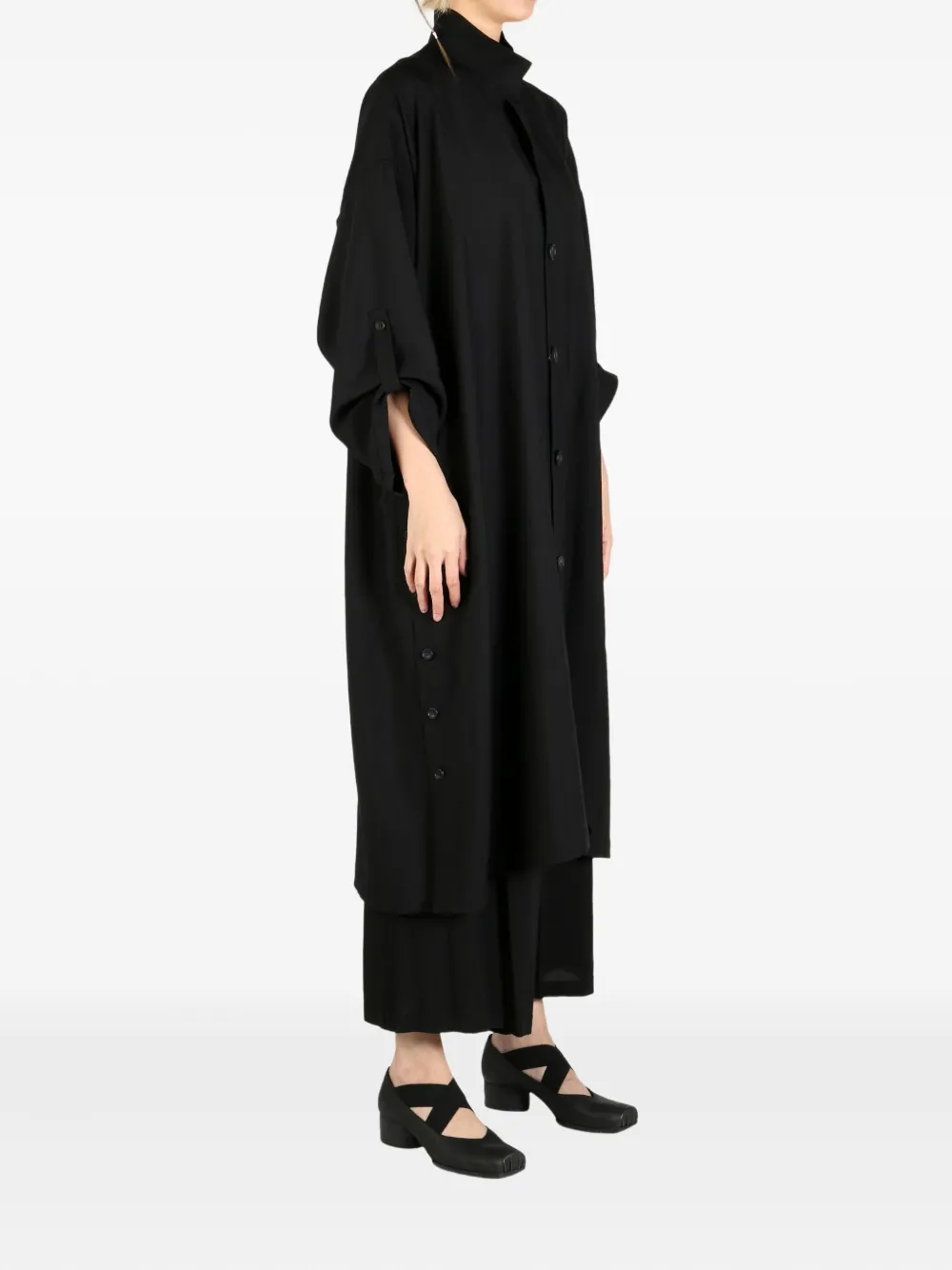 Yohji Yamamoto single-breasted coat Zwart
