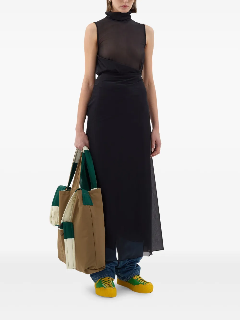 Sunnei high-neck maxi dress - Zwart