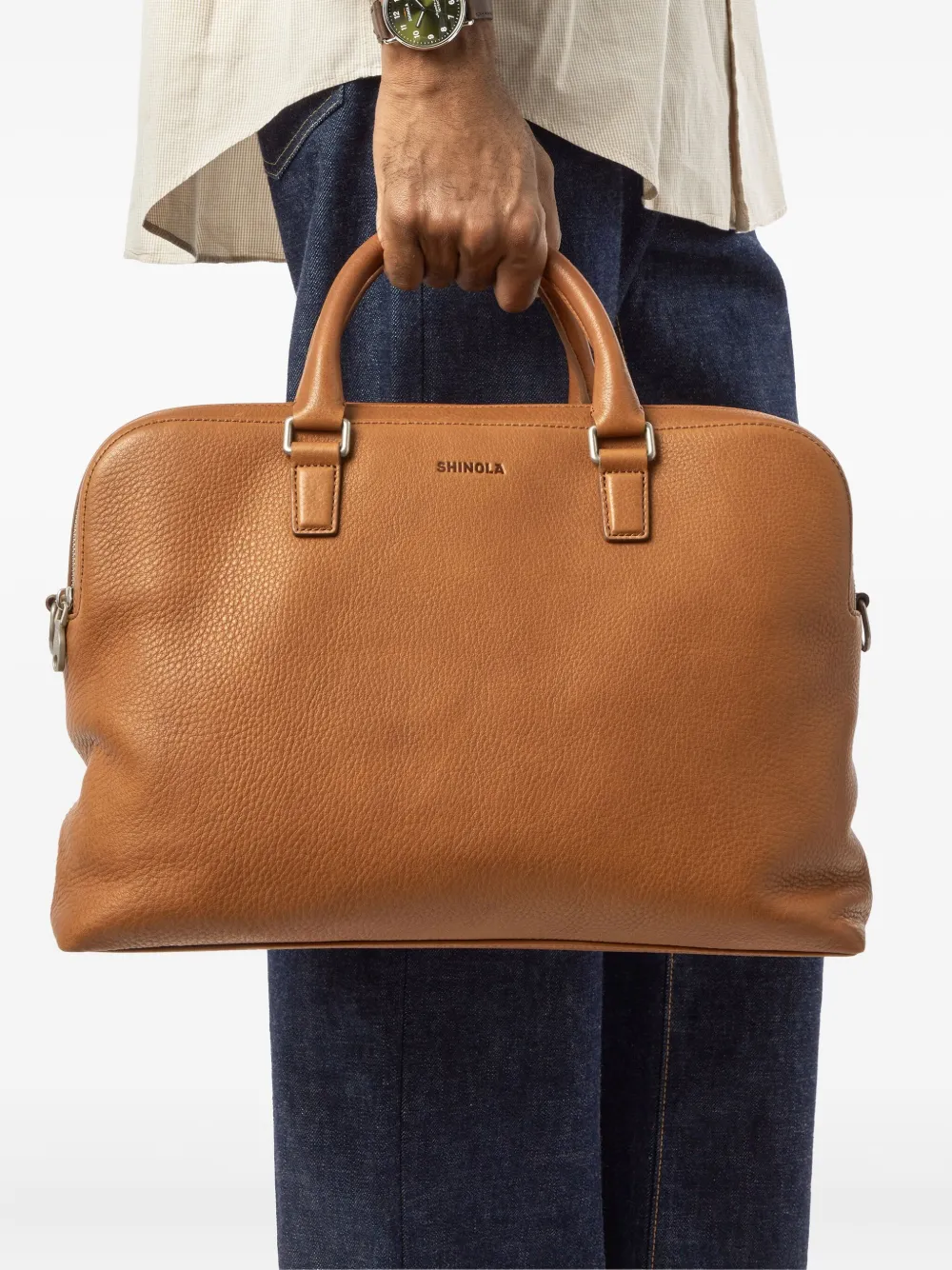 Shinola Leren aktetas Beige