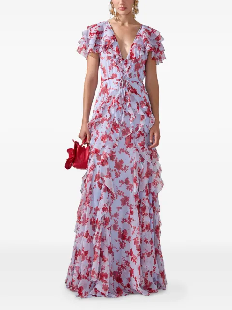 Carolina Herrera floral-print ruffled gown E2511N700WLH - 1