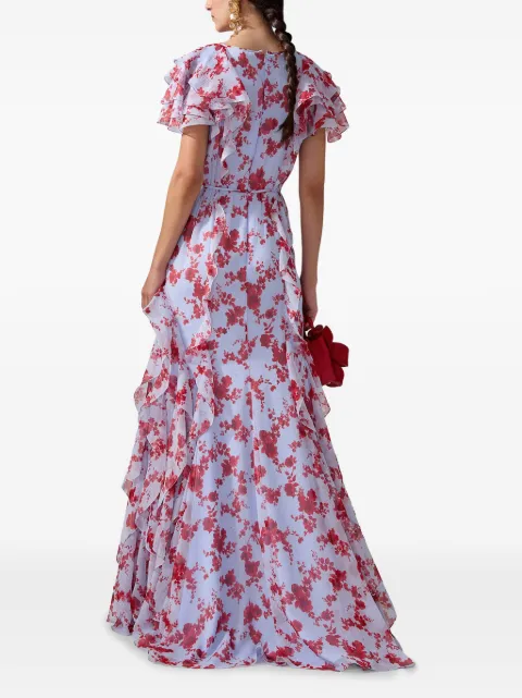 Carolina Herrera floral-print ruffled gown E2511N700WLH - 2