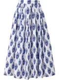 Carolina Herrera Floral Block-print midi skirt - White