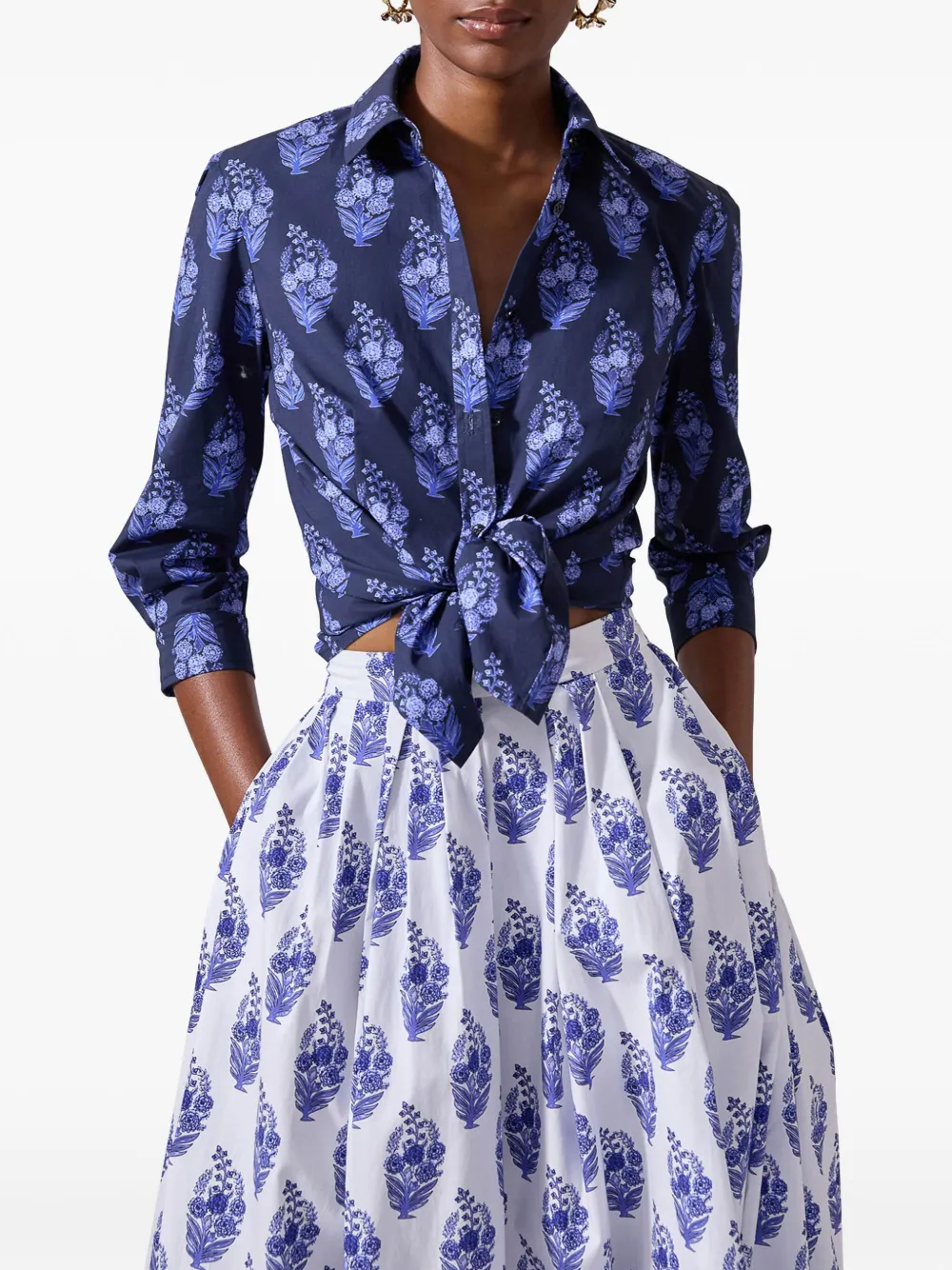 Carolina Herrera Midi-rok met bloemenprint Wit