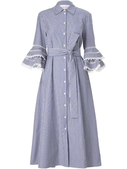 Carolina Herrera lace-trim striped shirt dress
