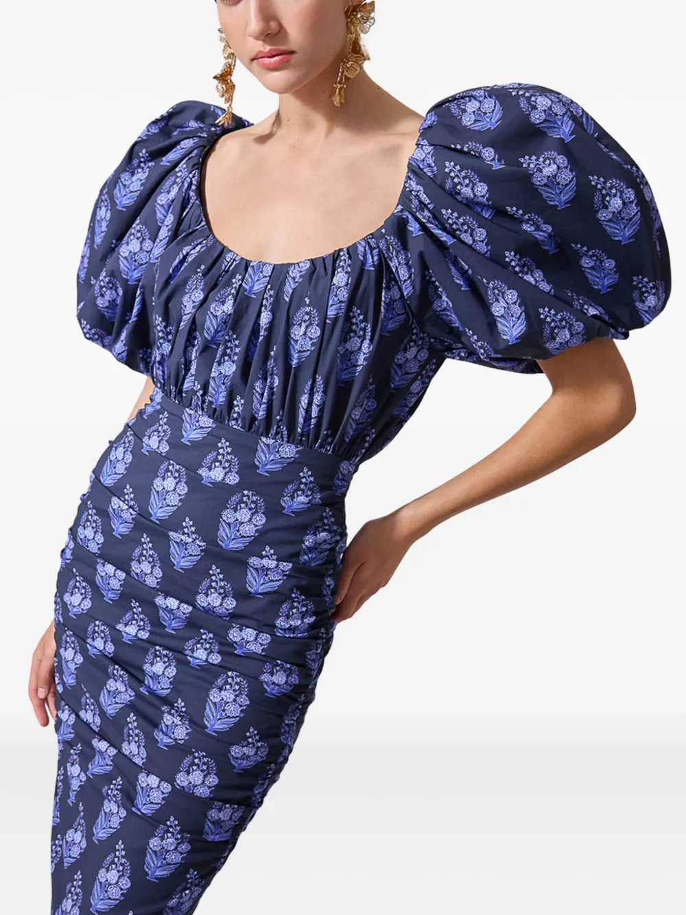Carolina Herrera Jurk met ballonmouwen Blauw