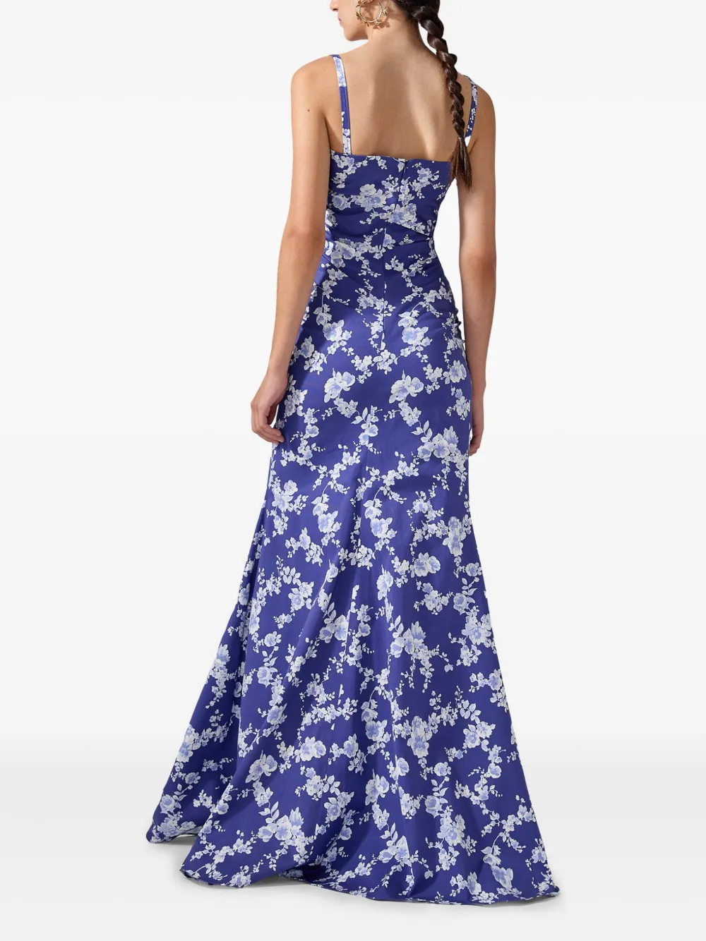 Carolina Herrera Gesmockte avondjurk met bloemenprint Blauw