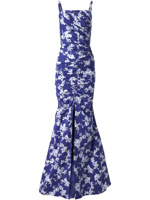 Carolina Herrera vestido de fiesta fruncido con estampado floral