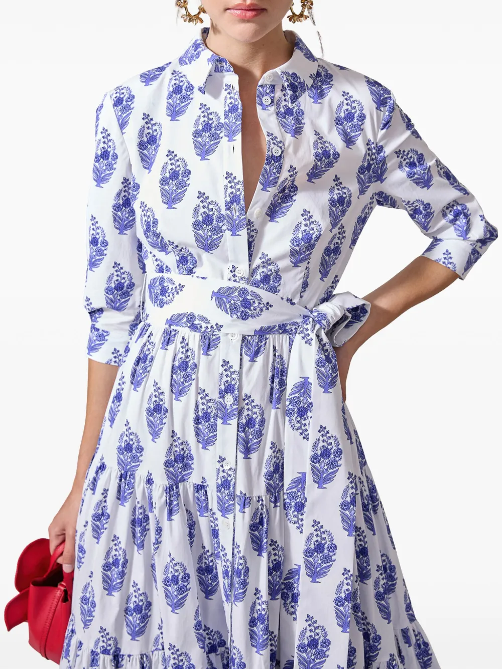 Shop Carolina Herrera Floral-print Shirt Dress In White
