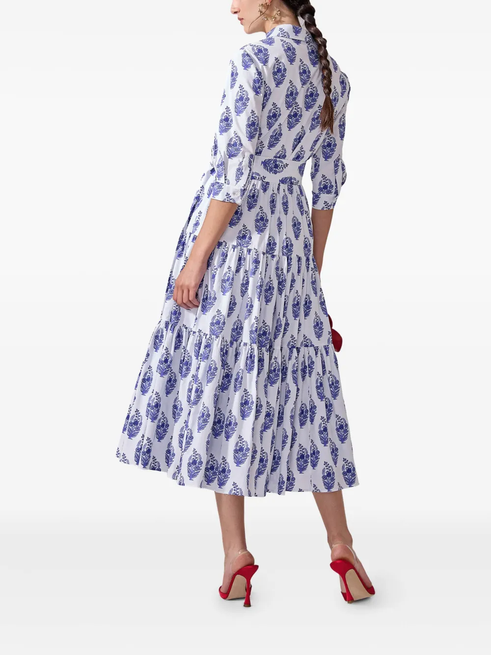 Shop Carolina Herrera Floral-print Shirt Dress In White