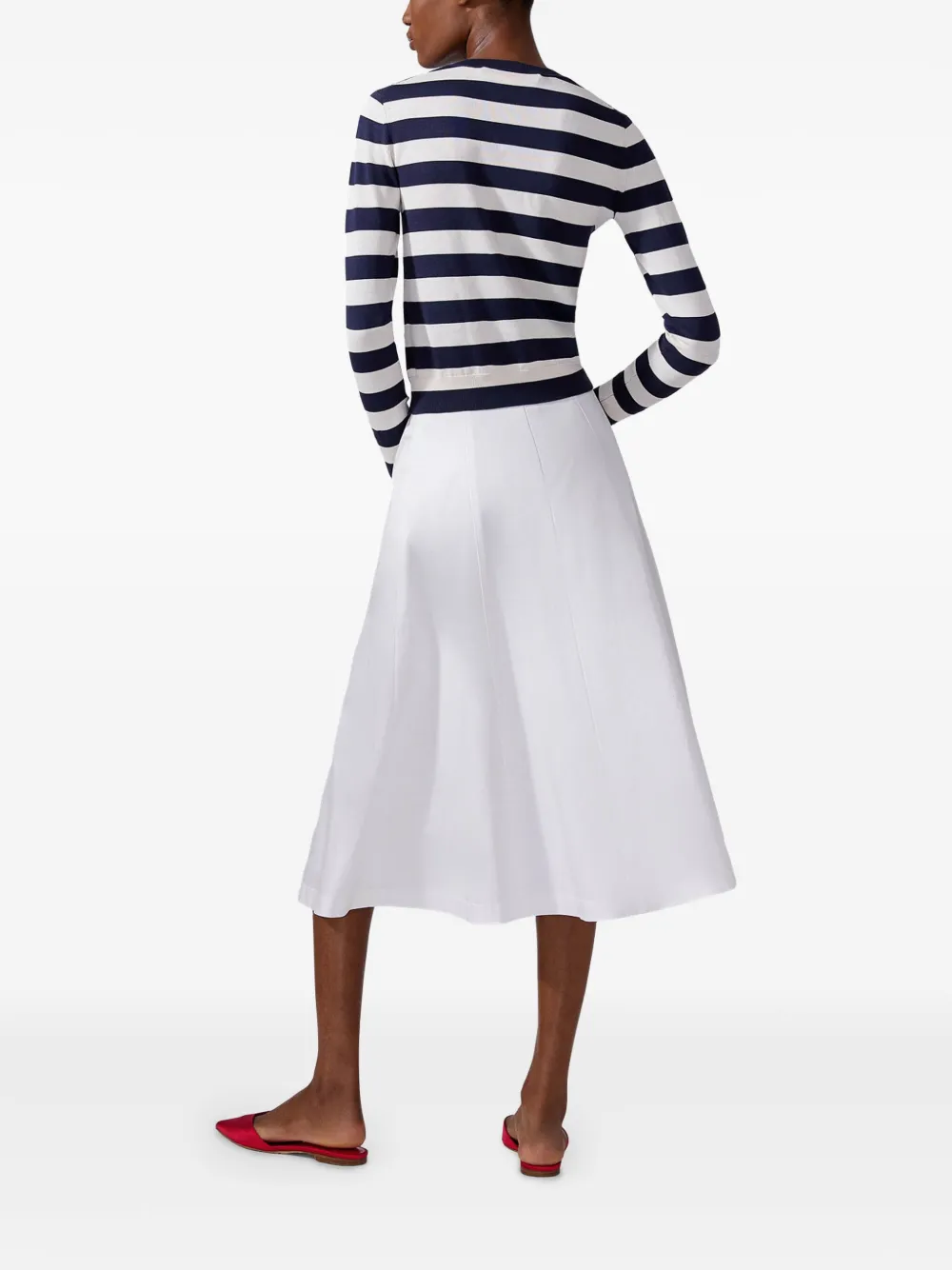 Shop Carolina Herrera Floral-embroidered Striped Top