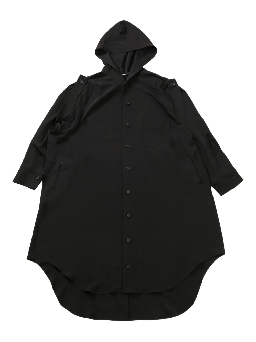 Yohji Yamamoto hooded midi dress Zwart